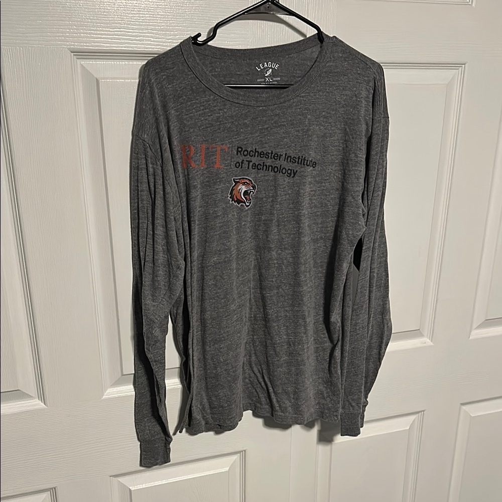 League Gray Long Sleeve Tee Classic Crew